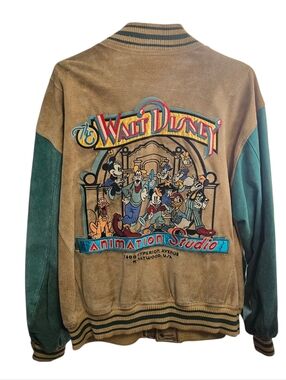 Vintage Disney Animation Bomber Jacket-  suede, Rare